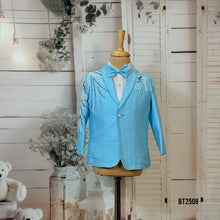Load image into Gallery viewer, BT2508 Sky Blue Embroidered Baby Boy Blazer with Bow Tie
