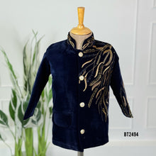 Load image into Gallery viewer, 💫 BT2494 Midnight Luxe Baby Boy Velvet Jodhpuri Suit
