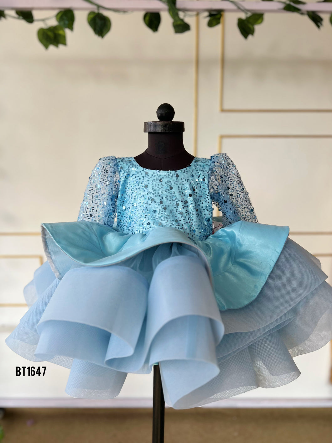 BT1647 Crinoline Bouncy Birthday Party Wear Frock  For Baby Girls