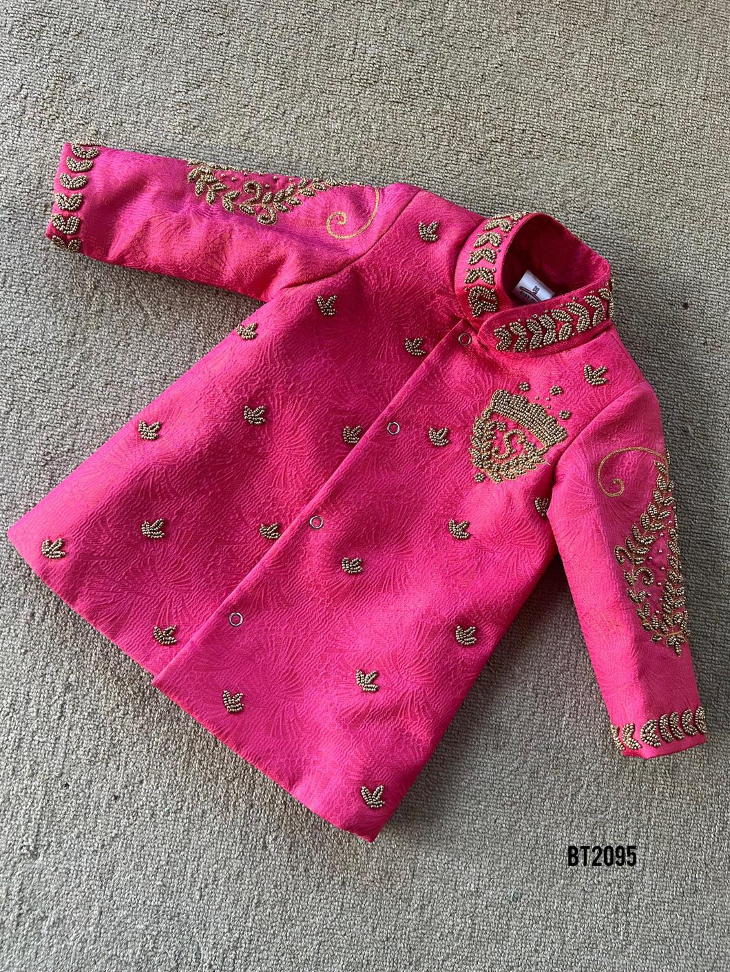 BT2095 👑 Royal Blossom: Majestic Pink Boys Party Wear Ensemble for Young Princes 👑