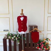 Load image into Gallery viewer, BT2276  Little Prince in Red – Luxe Velvet Tux for Dapper Celebrations! 🎩🔥
