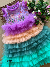 Load image into Gallery viewer, BT1623 Hand Embroidered Flower Theme Birthday Party Frock For Baby Girls
