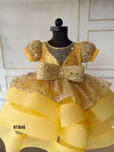 Load image into Gallery viewer, BT1648 Golden Sunrise Dress - A Glimmer of Joy for Tiny Trendsetters

