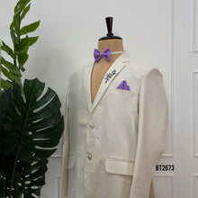 Load image into Gallery viewer, BT2673 Ivory White Floral Suspender Outfit for Baby Boy

