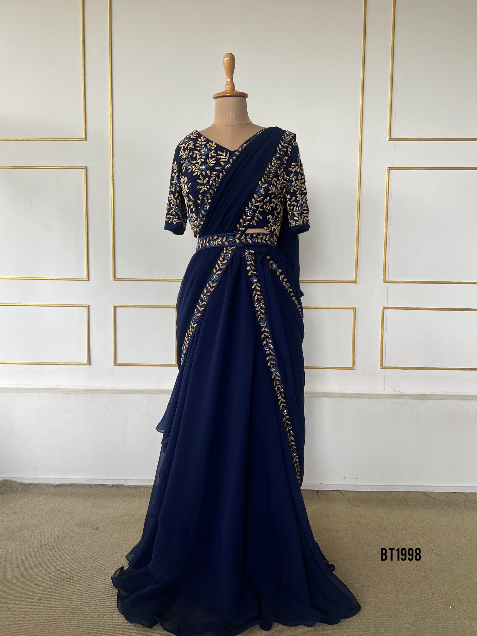 blue saree dress Royal Blue Saree Gown