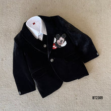 Load image into Gallery viewer, BT2309 🎩 Little Gentleman’s Disney Charm – The Perfect Party Tuxedo! 🖤✨
