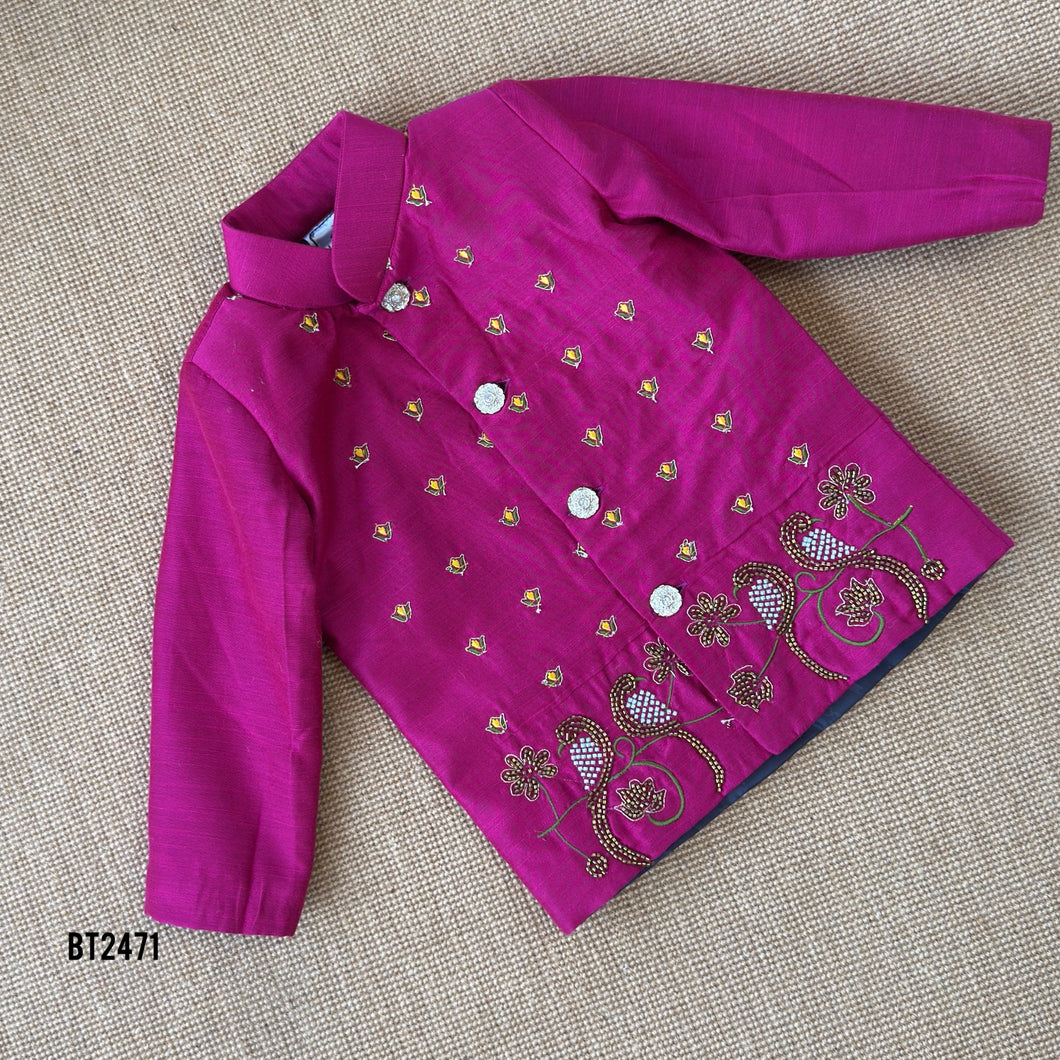 💖 BT2471 Regal Magenta Baby Boy Jodhpuri with Dhoti Pants