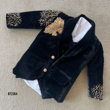 Load image into Gallery viewer, BT2364 Black Velvet Lion Embroidered Blazer for Boys – Royal Party Wear Outfit
