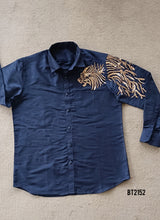Load image into Gallery viewer, BT2152 Royal Navy Dad-Son Matching Shirts with Golden Elegance 👔✨
