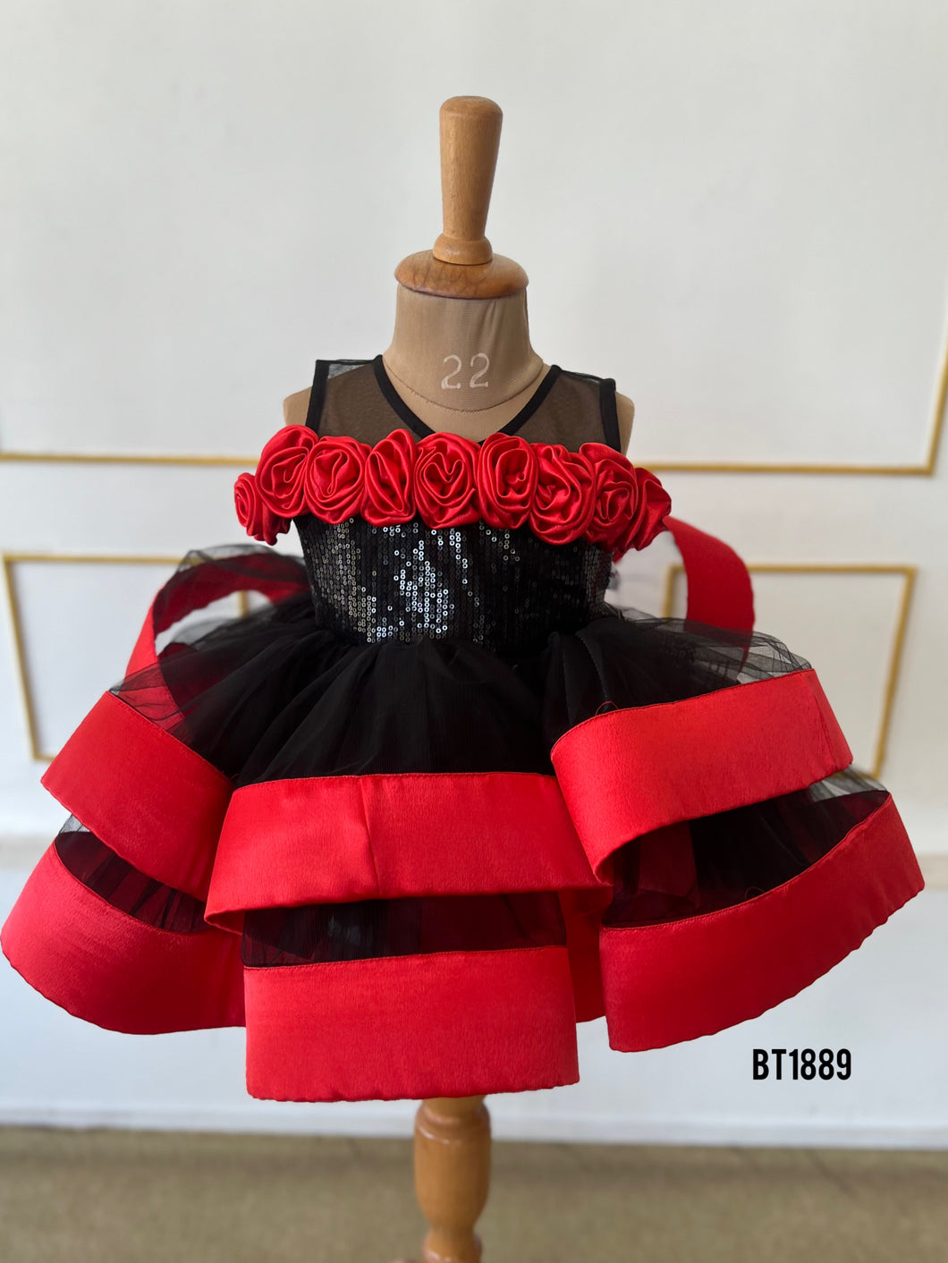 BT1889 Crimson Charm Layered Dress - Radiant Rosette