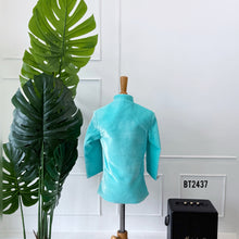 Load image into Gallery viewer, BT2437 Designer Baby Boy Aqua Blue Blazer Set with Diamond Button Detailing
