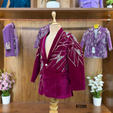 Load image into Gallery viewer, BT2589 Premium Velvet Baby Boy Party Wear Blazer –Sparkle Edition With Crystal Embroidery
