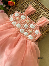 Load image into Gallery viewer, BT2075 🌸 Peach Blossom Delight: A Dreamy Party Dress for Little Angels 🎀
