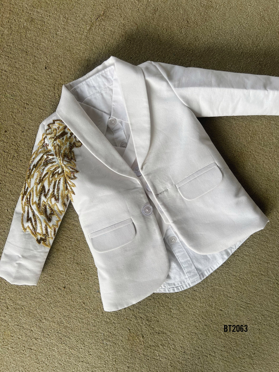BT2063 Royal Party Wear Suit with Golden Lion Embroidery for Your Little Boys 👑✨