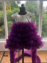 Load image into Gallery viewer, BT1630 Long Tail Sequins Birthday Party Wear Frock For Baby Girls
