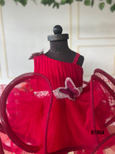 Load image into Gallery viewer, BT1604 Crimson Butterfly Dress – Flutters of Fancy for Festive Fun!
