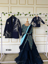 Load image into Gallery viewer, BT2083 🌊 Regal Twinning in Navy: Family Perfection for Grand Celebrations 👑
