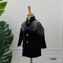 Load image into Gallery viewer, BT2687 Royal Black Crystal Embellished Designer Baby Boy Blazer
