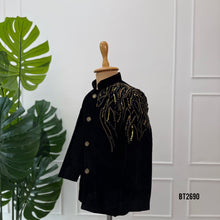 Load image into Gallery viewer, BT2690 Royal Black Velvet Designer Baby Boy Blazer
