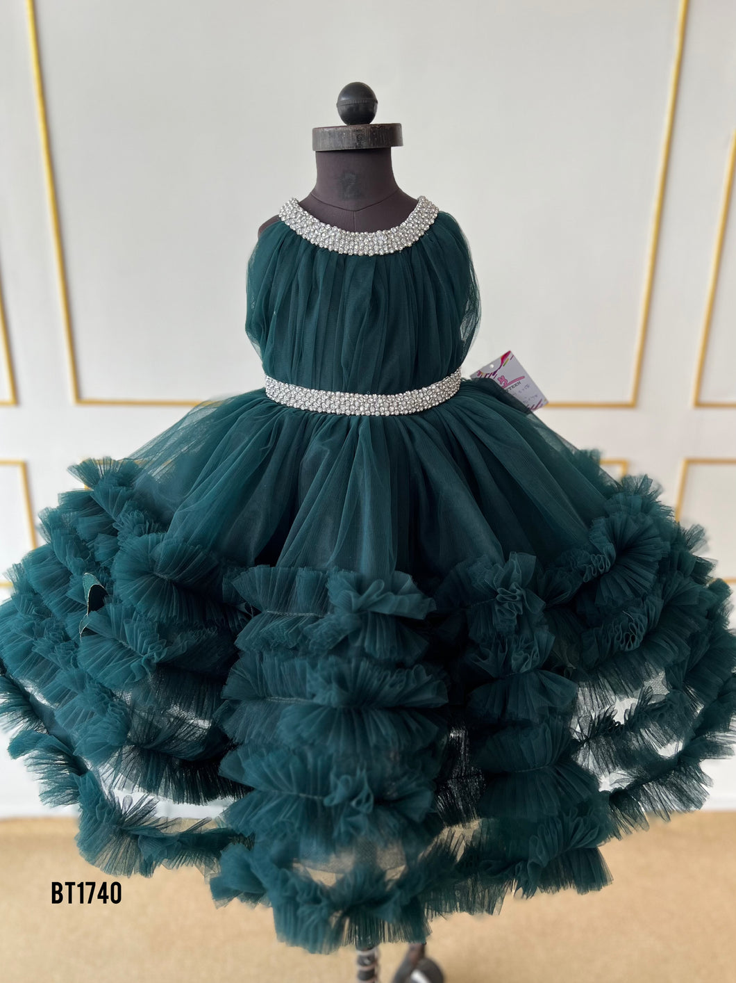 BT1740 Midnight Sapphire Soirée Gown - A Regal Affair for Tiny Tots