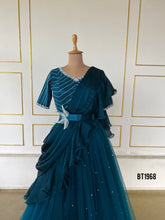 Load image into Gallery viewer, BT1968 💎 Teal Draped Gown for Elegant Moms – Shine at Every Celebration! 💫
