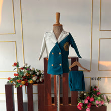 Load image into Gallery viewer, BT2382 Regal Father-Son Blazer Duo in Teal &amp; Ivory with Royal Crest Embroidery
