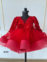 Load image into Gallery viewer, BT1757 Ruby Red Sparkle Dress for Little Showstoppers
