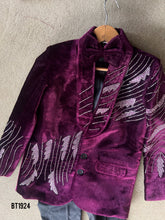 Load image into Gallery viewer, BT1924 Regal Velvet Party Wear Blazer Suit - Elegant Attire for Little Boys

