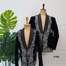 Load image into Gallery viewer, BT2602 Luxury Black Velvet Dad &amp; Son Designer Blazer Combo
