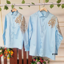Load image into Gallery viewer, BT2265 Fierce &amp; Stylish Father-Son Lion Embroidered Shirt Set – Rule Every Celebration! 👨‍👦✨
