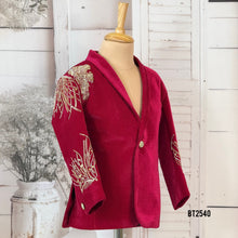 Load image into Gallery viewer, BT2540 Wine Velvet Gold-Embroidered Party Blazer for Boys
