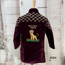 Load image into Gallery viewer, BT2634 Royal Wine Lion Embroidery Blazer for Baby Boy | Luxury Birthday &amp; Wedding Party Wear
