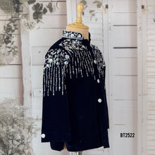 Load image into Gallery viewer, BT2522 Black Velvet Baby Boy Jodhpuri Suit with Silver Embroidery | Premium Party Wear
