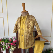 Load image into Gallery viewer, BT2338 🌟 Royal Sunshine Ethnic Set – A Golden Celebration Outfit for Your Prince 👑✨
