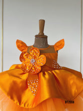 Load image into Gallery viewer, BT2008 🌼 Radiant Orange Flower Dress – Perfect for Birthday Sparkles! ✨🌸

