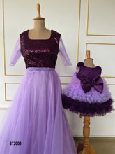 Load image into Gallery viewer, BT797 👗Royal Purple Mom &amp; Baby Duo – Celebrate in Style! 👑💜
