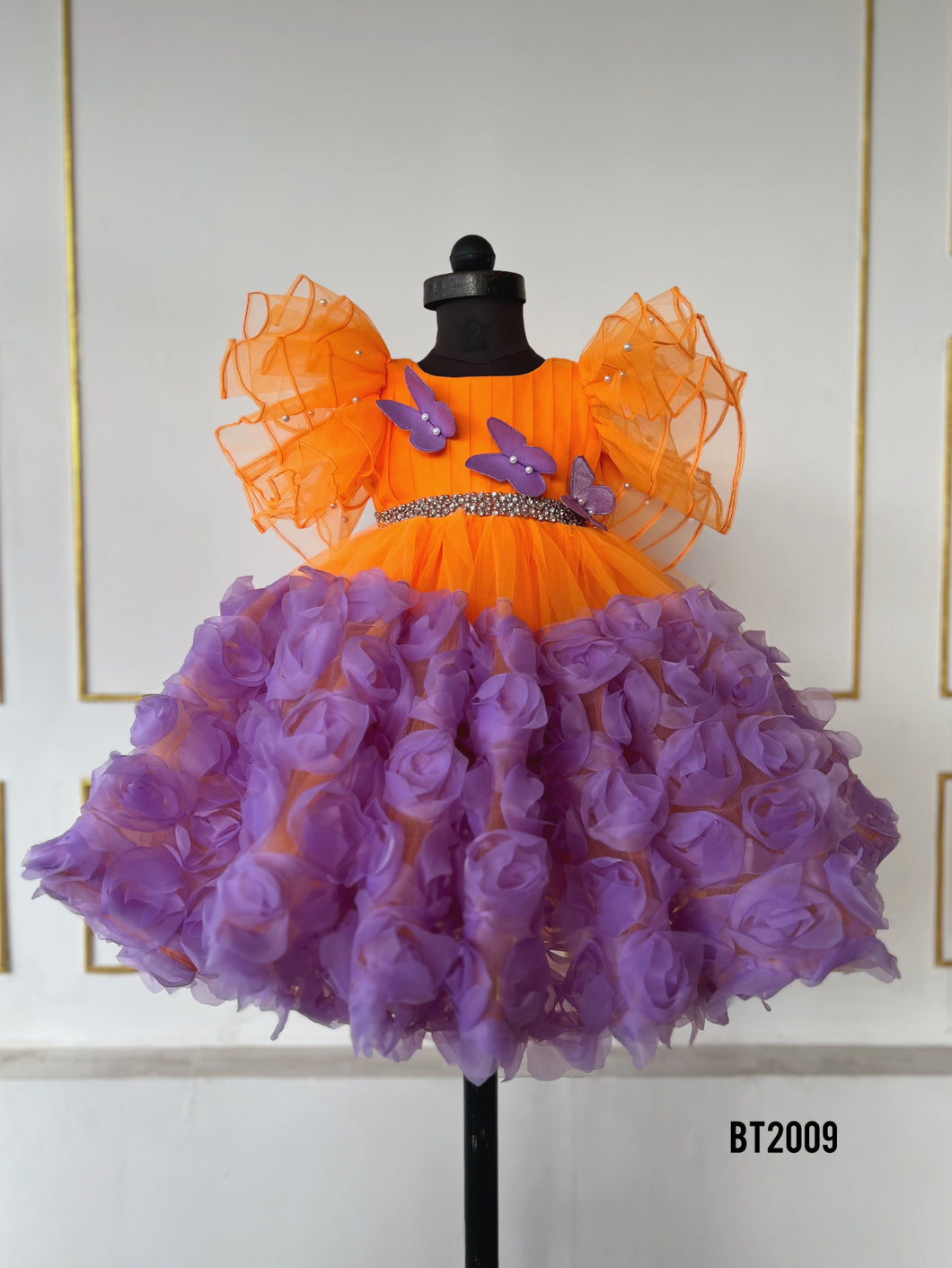 BT2009 🦋 Vibrant Orange & Purple Butterfly Dress – Perfect for Fairy-Tale Celebrations! 🧚‍♀️🎉