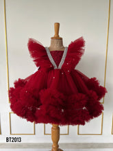 Load image into Gallery viewer, BT2013 💎 Ruby Red Glam Dress – A Sparkling Choice for Your Little Star 🌟❤️
