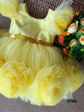 Load image into Gallery viewer, BT1490 Girls Yellow Pompom Party wear Frock
