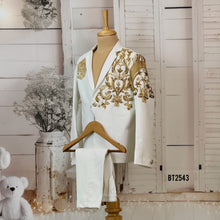 Load image into Gallery viewer, BT2543 Ivory Gold Royal Embroidered Party Blazer for Boys

