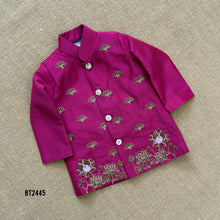 Load image into Gallery viewer, BT2445 Designer Baby Boy Magenta Party Wear Kurta Set with Lotus Embroidery
