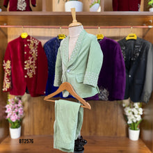 Load image into Gallery viewer, BT2576 Premium Baby Boy Party Wear Blazer – Mint Pearl Embroidery Edition
