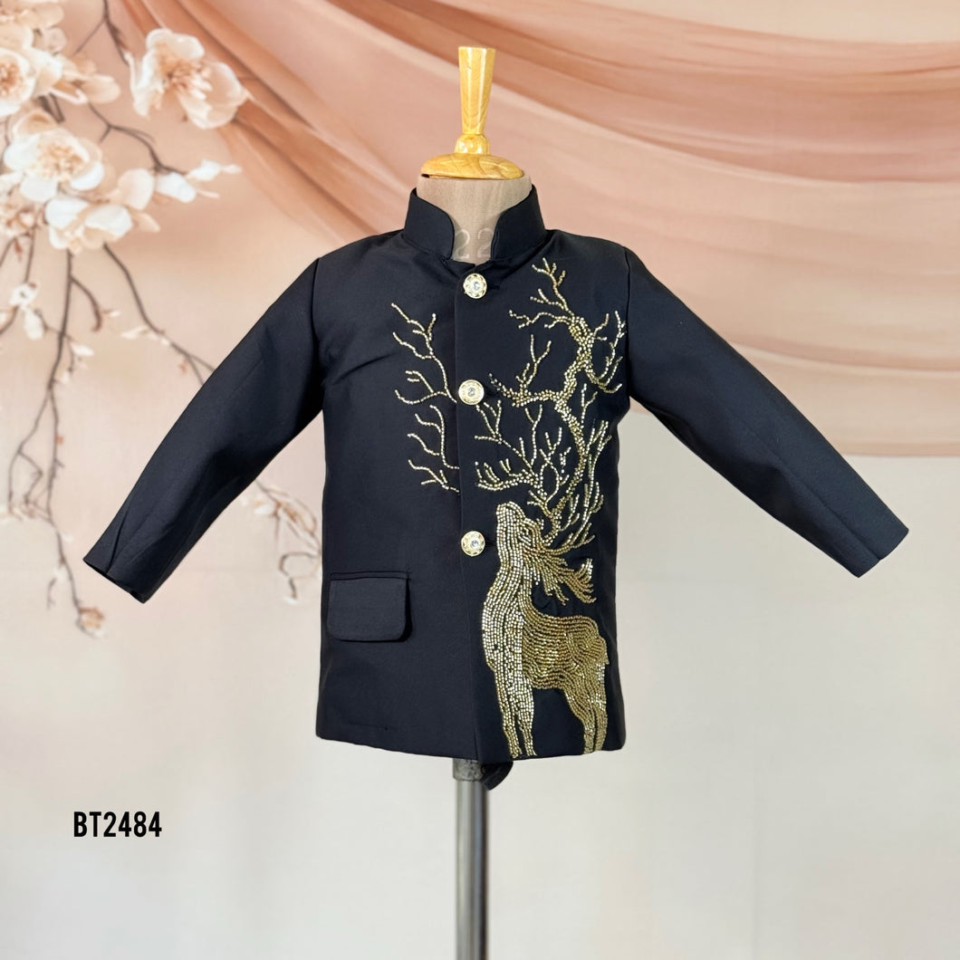 🦌 BT2484 Majestic Deer Embroidery Baby Boy Jodhpuri Suit