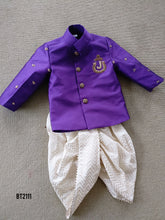 Load image into Gallery viewer, BT2111 Royal Purple Ethnic Set with Dhoti for Little Boys 👑✨
