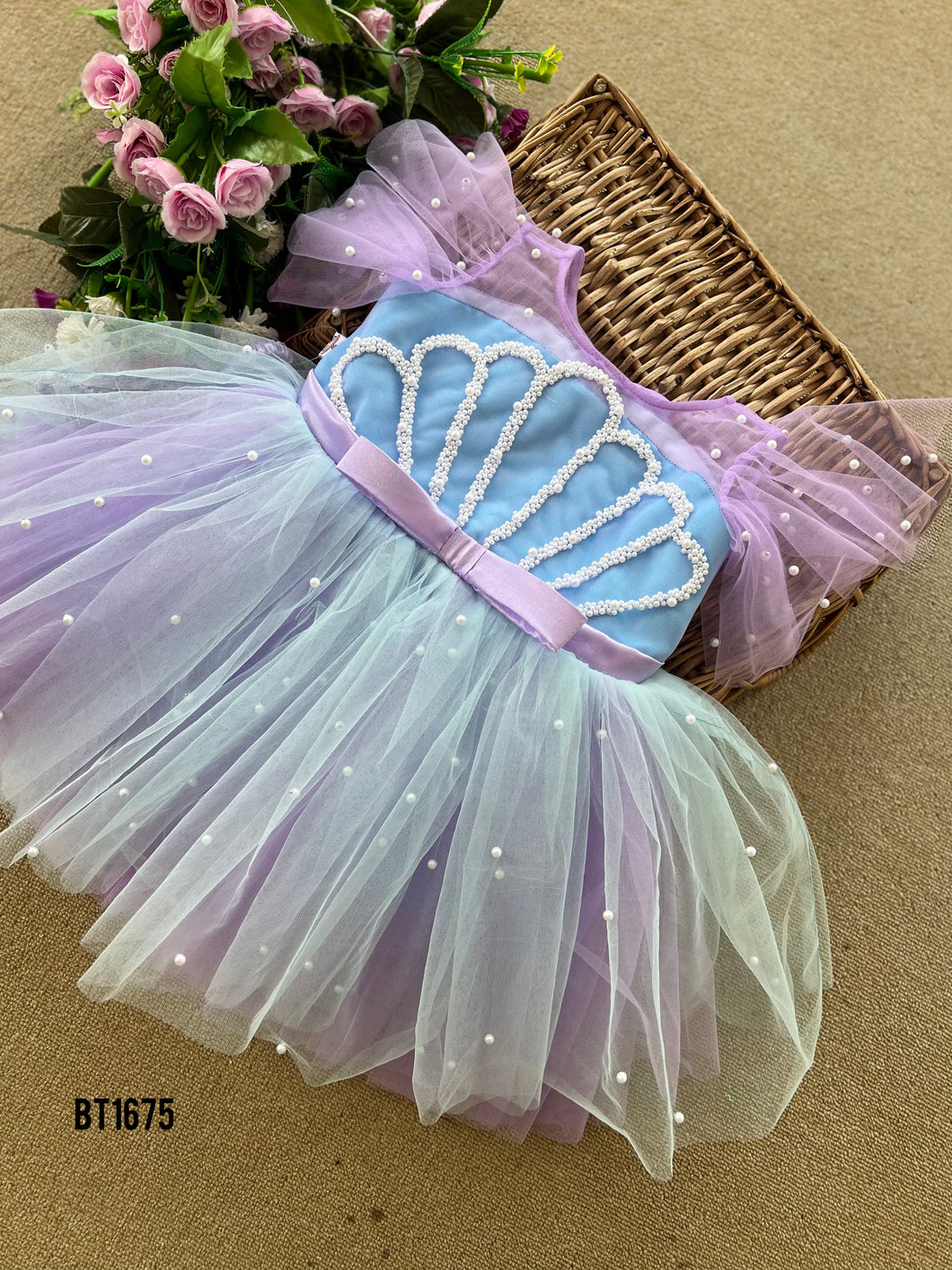 BT1675 Mermaid Theme Party Wear For Baby Girls