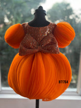 Load image into Gallery viewer, BT1764 Citrus Sparkle: Sunset Orange Sequin Party Dress for Little Stars
