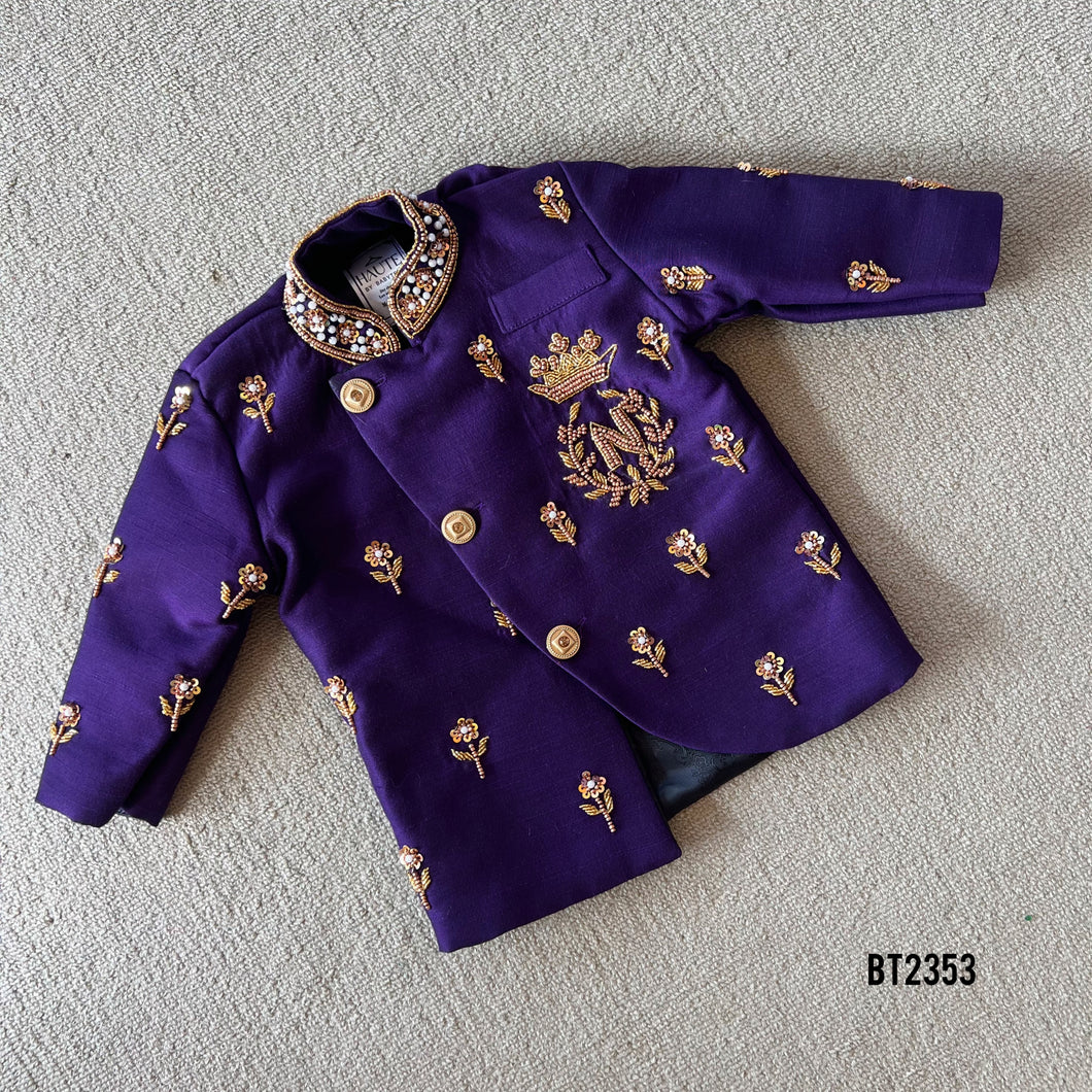 Bt2353 Royal Purple Embroidered Prince Coat Set – Boys Birthday & Wedding Outfit