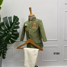 Load image into Gallery viewer, BT2661 Olive Green Lion Cub Designer Baby Boy Party Wear Blazer
