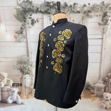 Load image into Gallery viewer, BT2610 Black Indo Western for Boys with Gold Hand Embroidery | Luxury Birthday Wedding Party Wear Outfit
