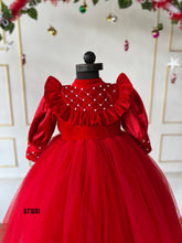 Load image into Gallery viewer, BT1691 Velvet Pearls Winter Party Wears For Baby Girls
